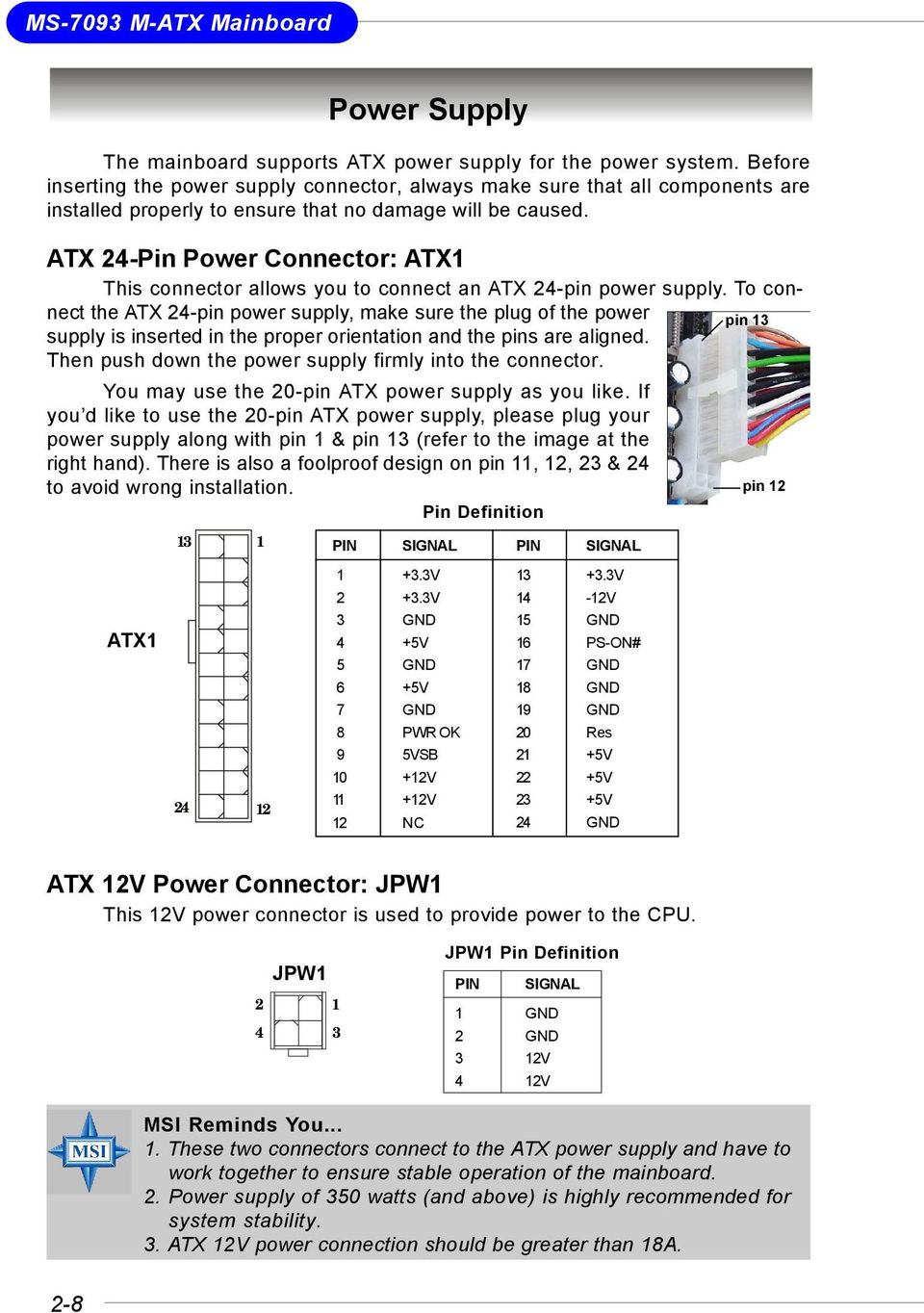 ATX 24-Pin Power Connector: ATX1 This connector allows you to connect an ATX 24-pin power supply.