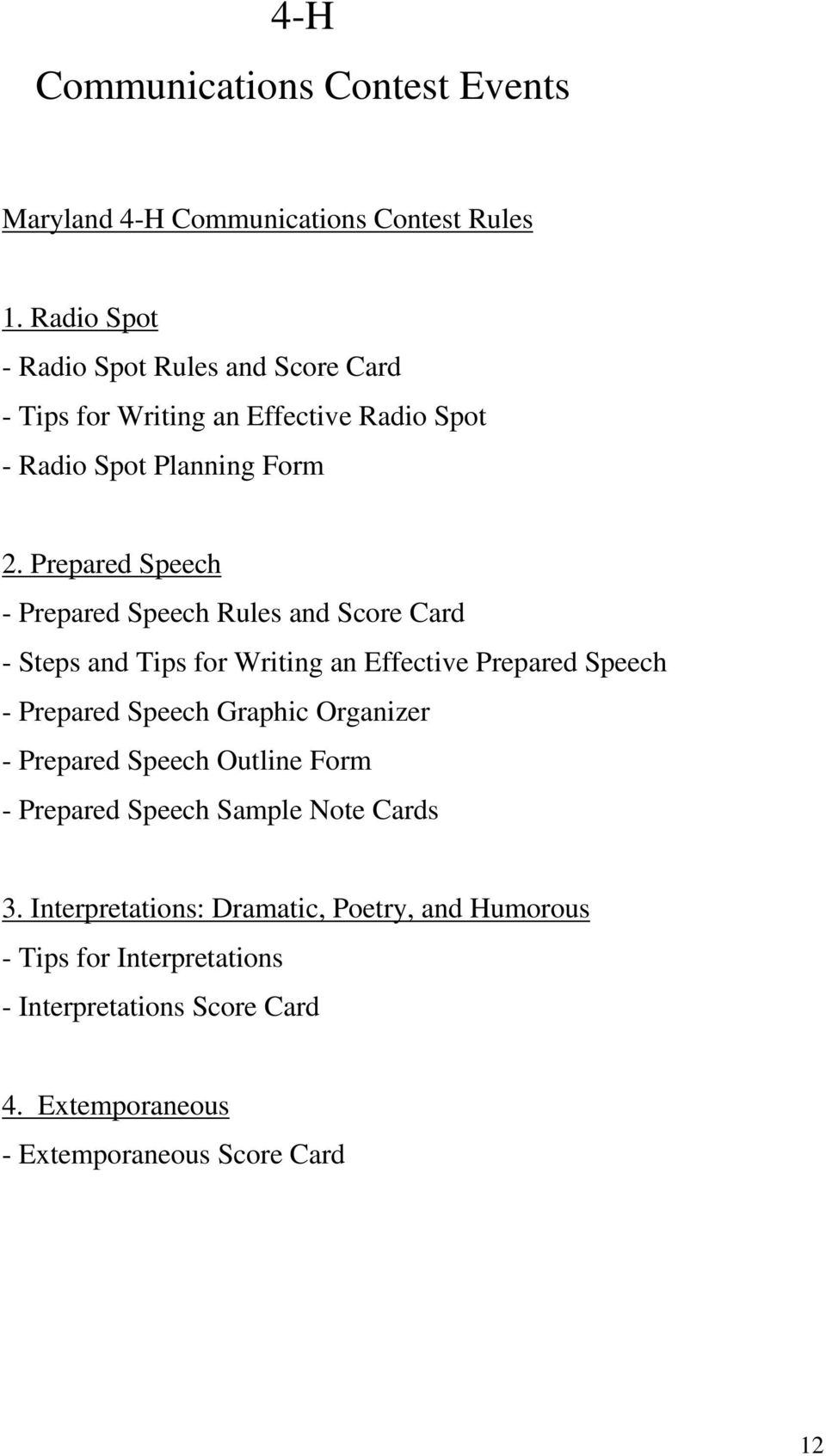 Prepared Speech - Prepared Speech Rules and Score Card - Steps and Tips for Writing an Effective Prepared Speech - Prepared Speech Graphic