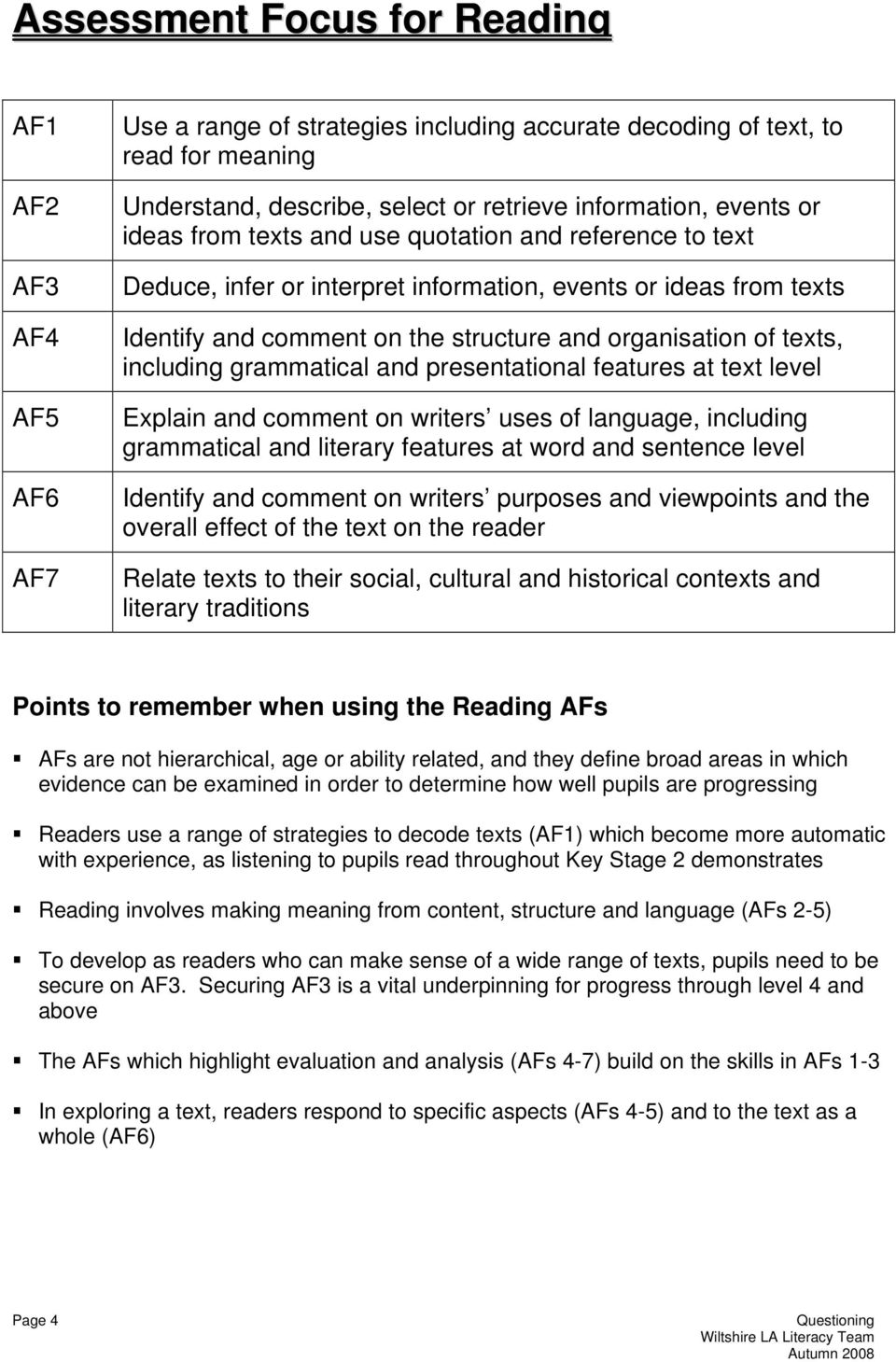 including grammatical and presentational features at text level Explain and comment on writers uses of language, including grammatical and literary features at word and sentence level Identify and