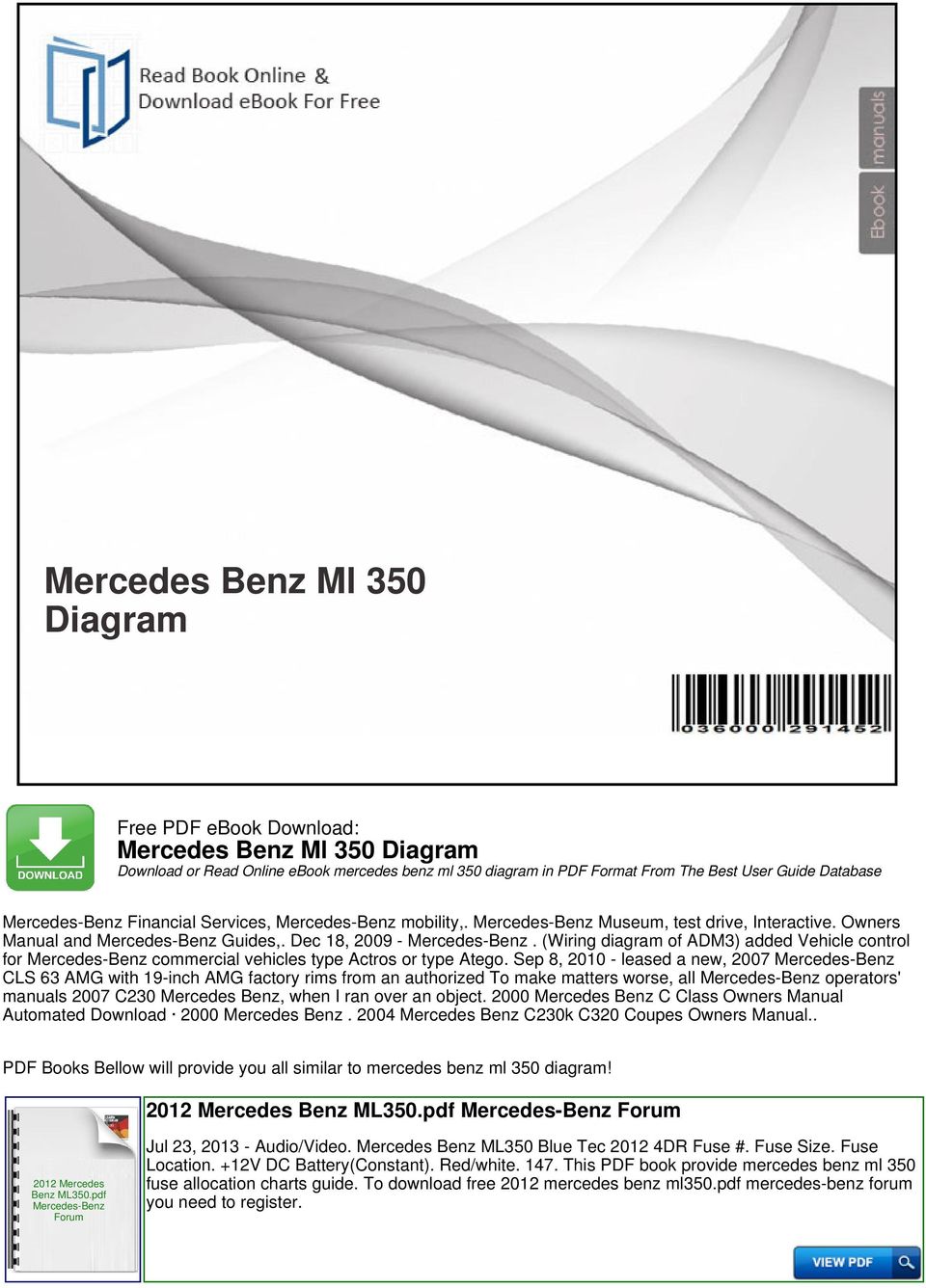 Mercedes Benz Ml 350 Diagram Pdf Free