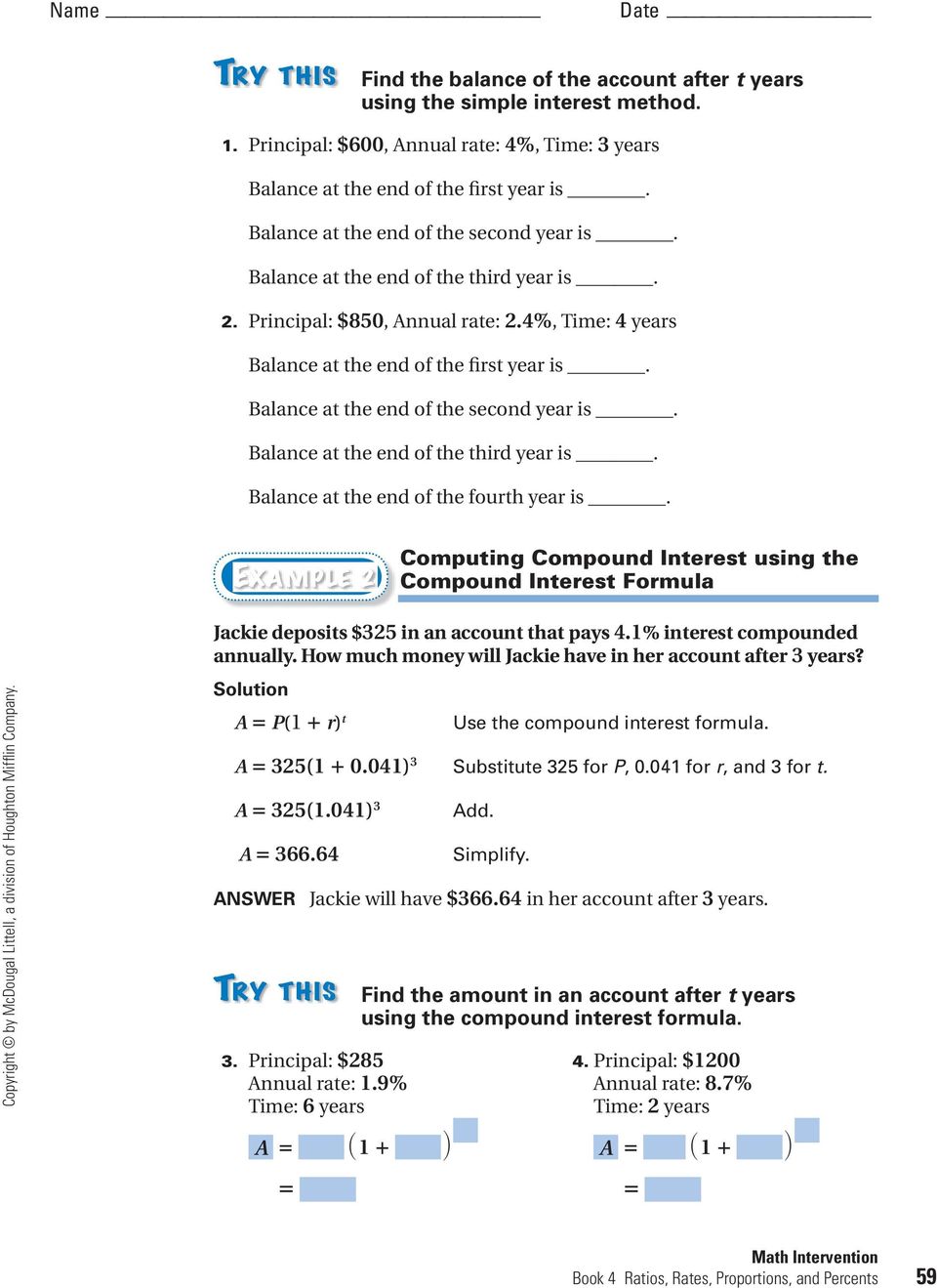 Lesson Plan -- Simple and Compound Interest - PDF Free Download Regarding Simple And Compound Interest Worksheet