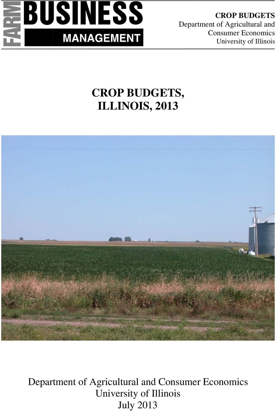 BUDGETS, ILLINOIS, 2013 Department of