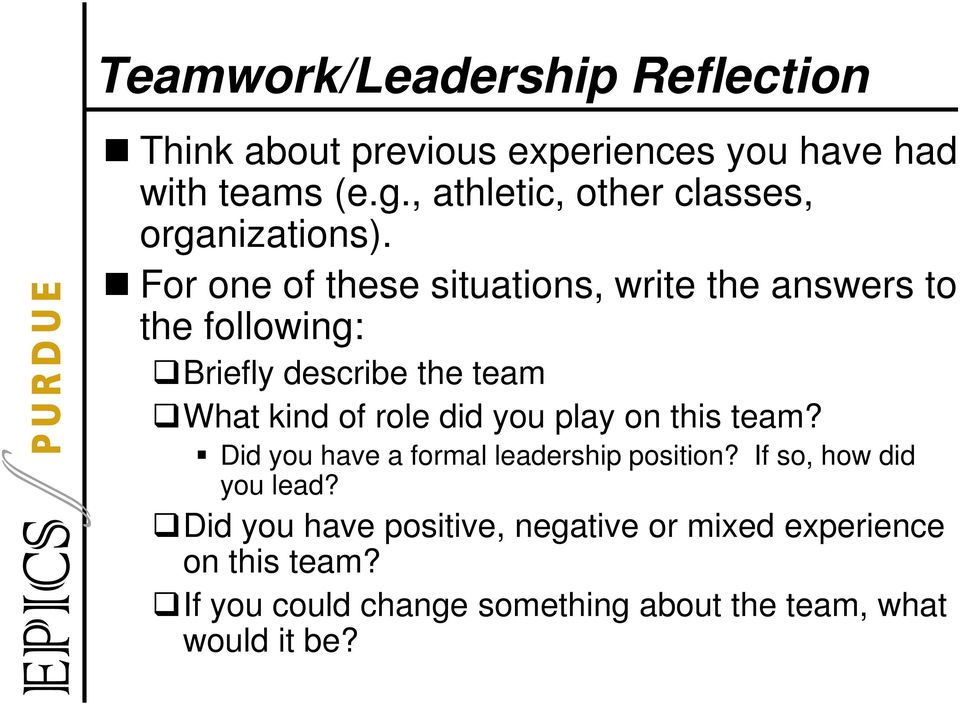teamwork reflection