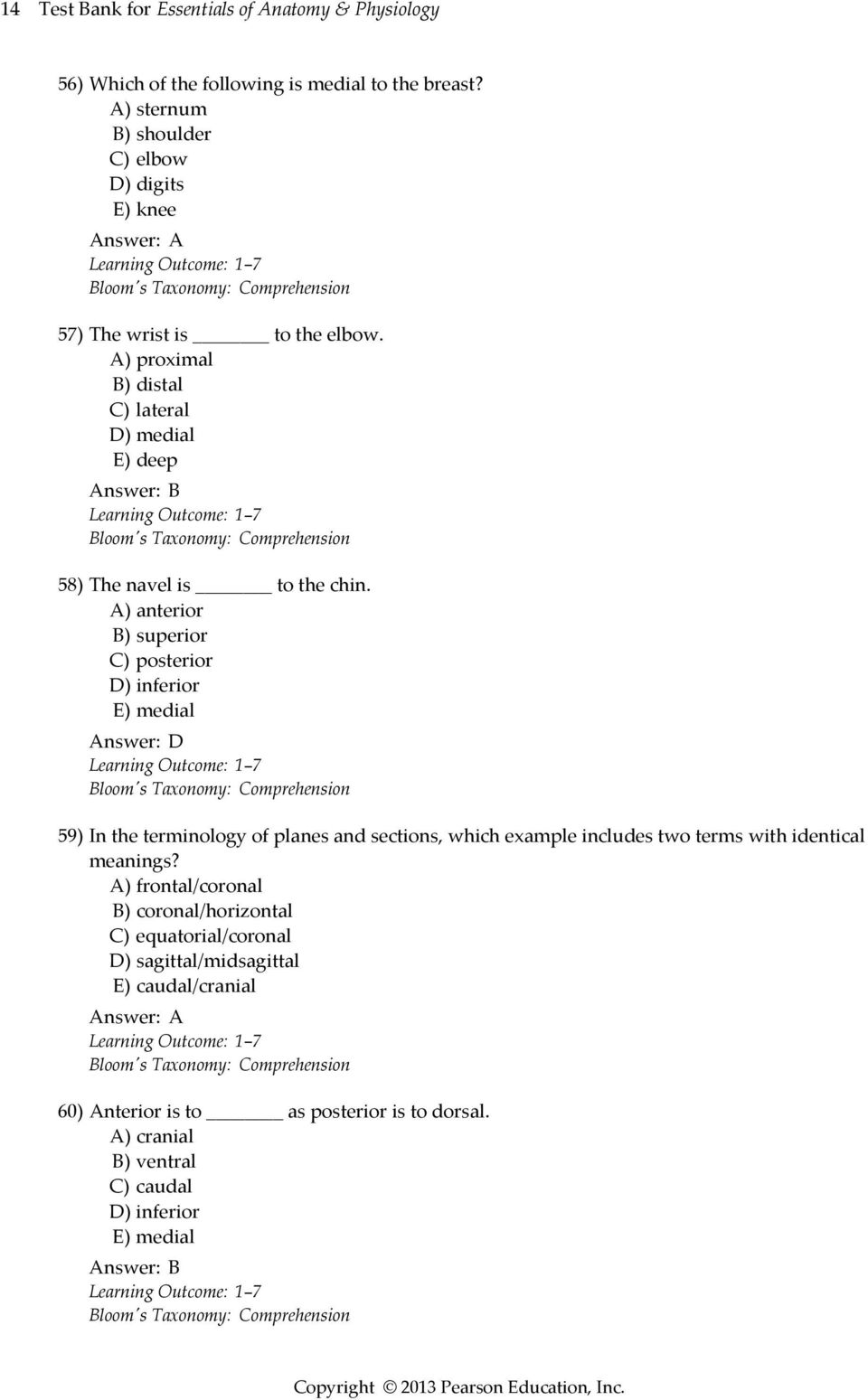pt terms anatomy Within Anatomical Terms Worksheet Answers