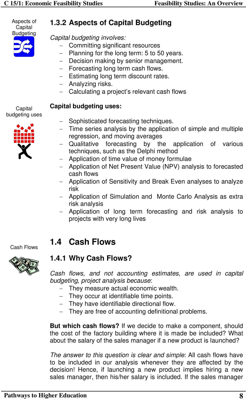 Calculating a project s relevant cash flows Capital budgeting uses: Sophisticated forecasting techniques.