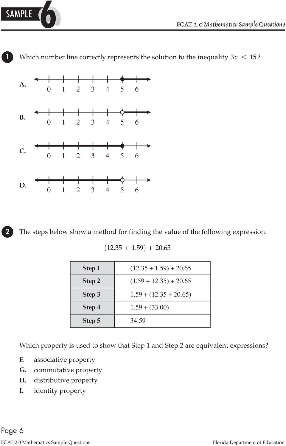 +.). + (.) Step. Which property is used to show that Step and Step are equivalent expressions? F. associative property G.