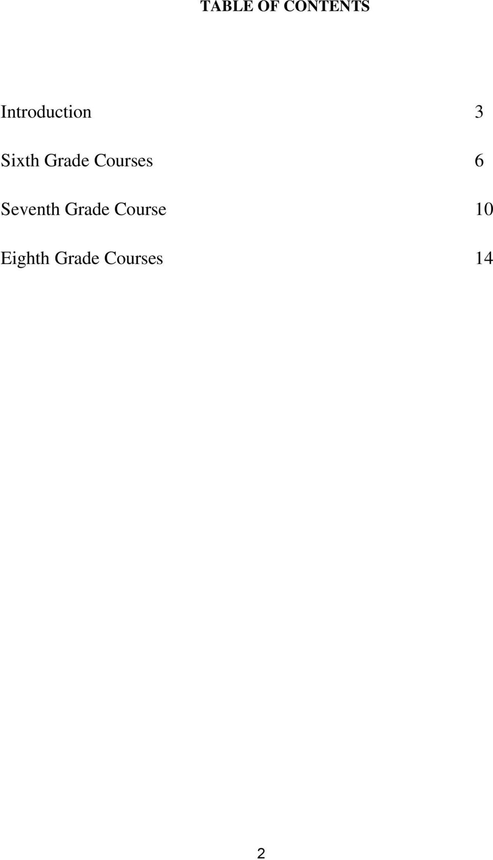 Grade Courses 6 Seventh
