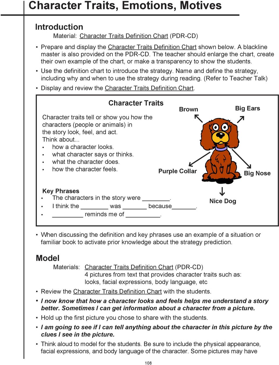 character traits. teacher talk - pdf