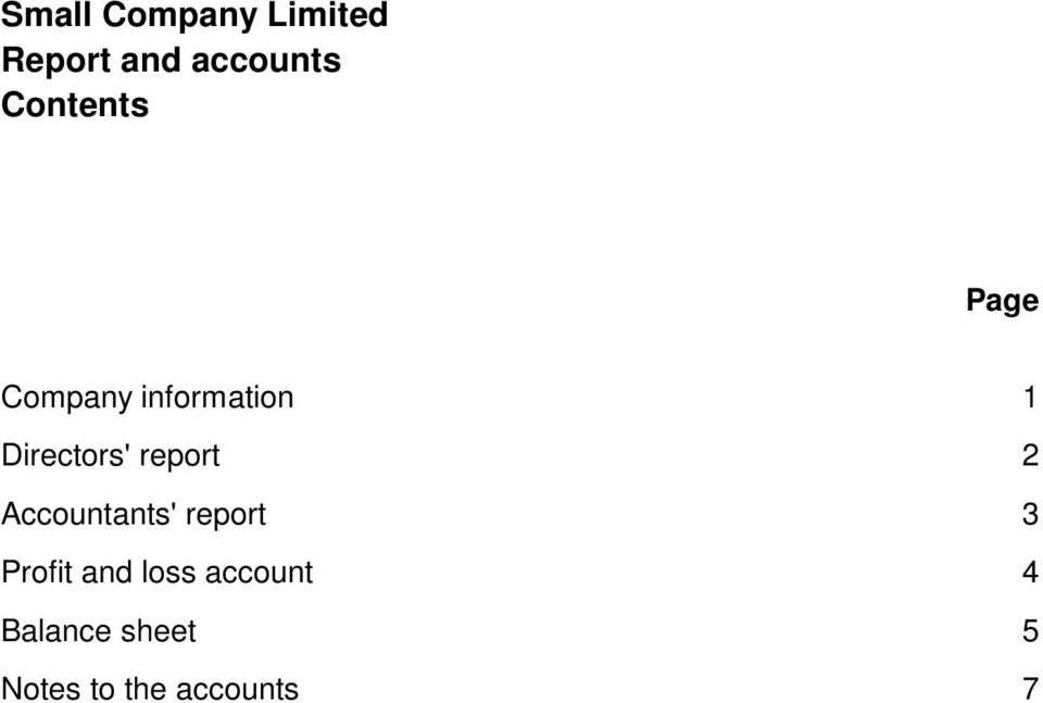 2 Accountants' report 3 Profit and loss