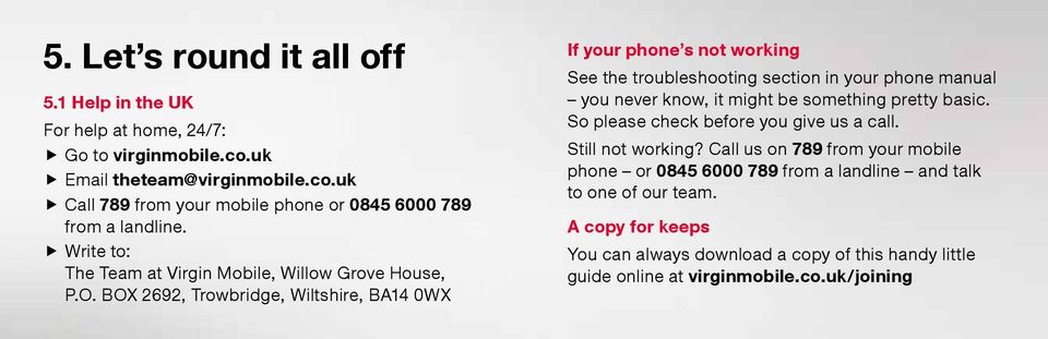 BOX 2692, Trowbridge, Wiltshire, BA14 0WX If your phone s not working See the troubleshooting section in your phone manual you never know, it might be something pretty basic.