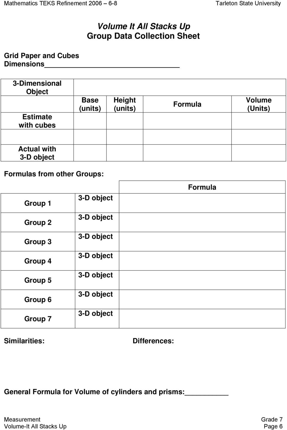 Formulas from other Groups: Group 1 Group 2 Group 3 Group 4 Group 5 Group 6 Group 7 Formula
