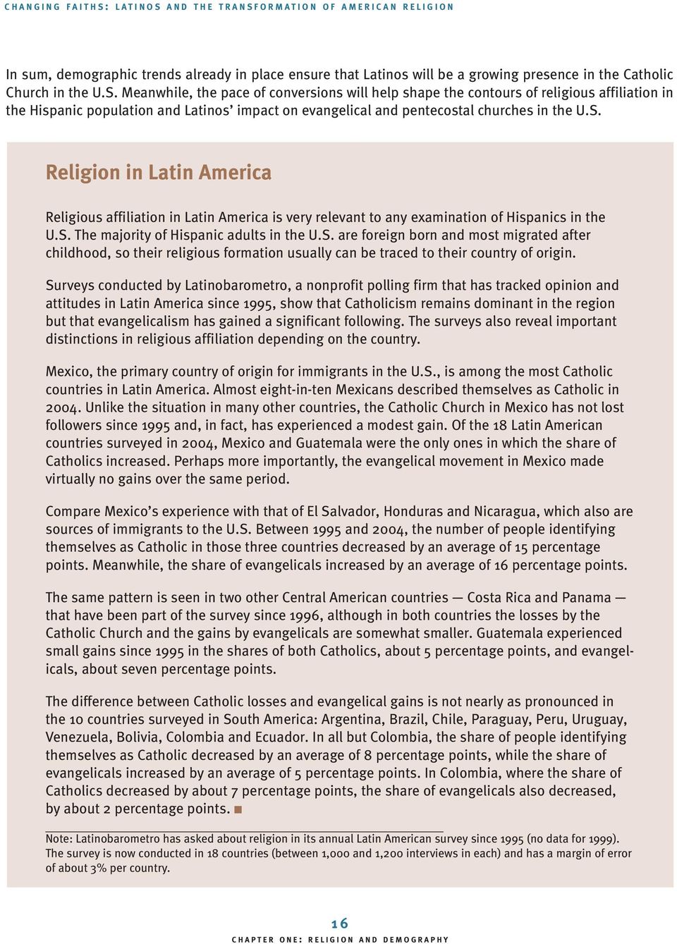 Religion in Latin America Religious affiliation in Latin America is very relevant to any examination of Hispanics in the U.S.