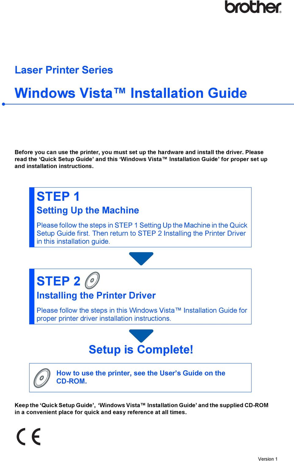 STEP 1 Setting Up the Machine Please follow the steps in STEP 1 Setting Up the Machine in the Quick Setup Guide first. Then return to STEP 2 Installing the Printer Driver in this installation guide.