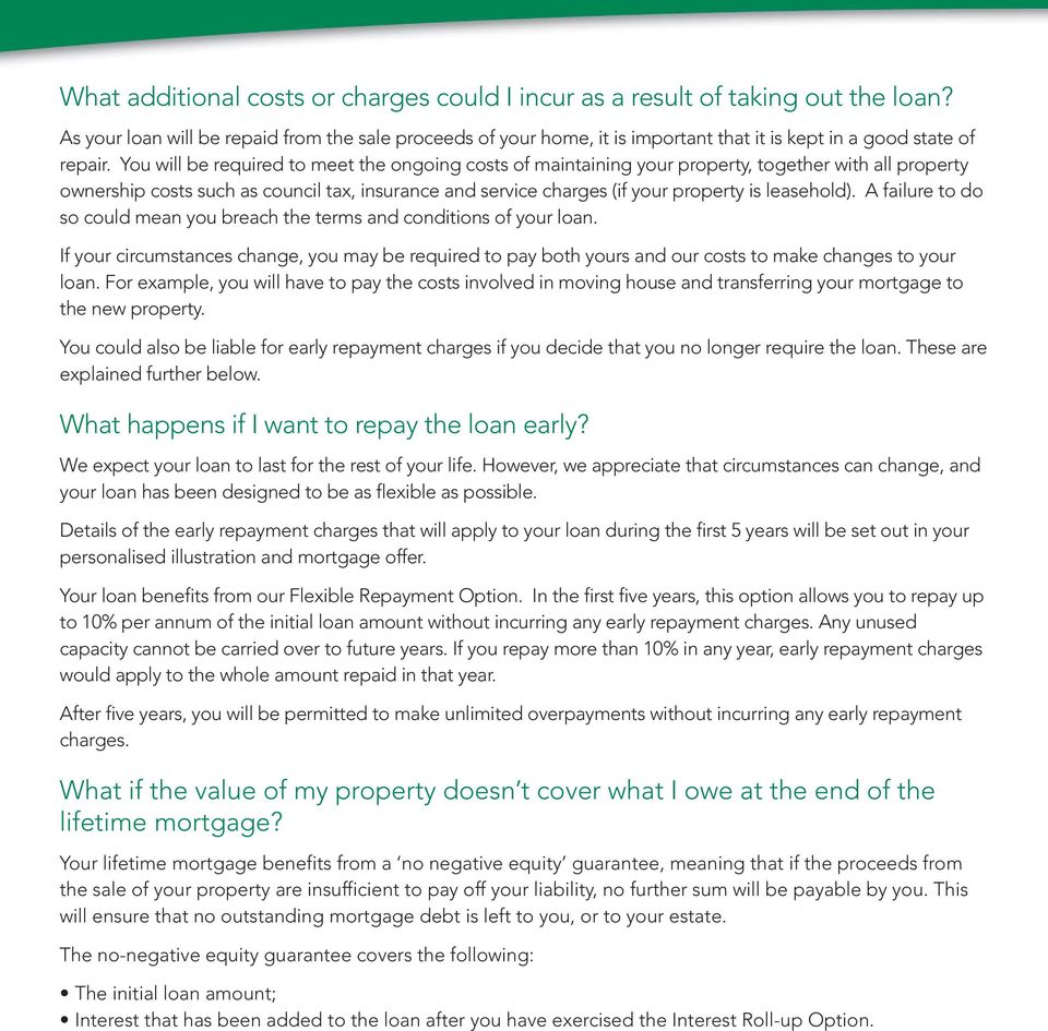 You will be required to meet the ongoing costs of maintaining your property, together with all property ownership costs such as council tax, insurance and service charges (if your property is
