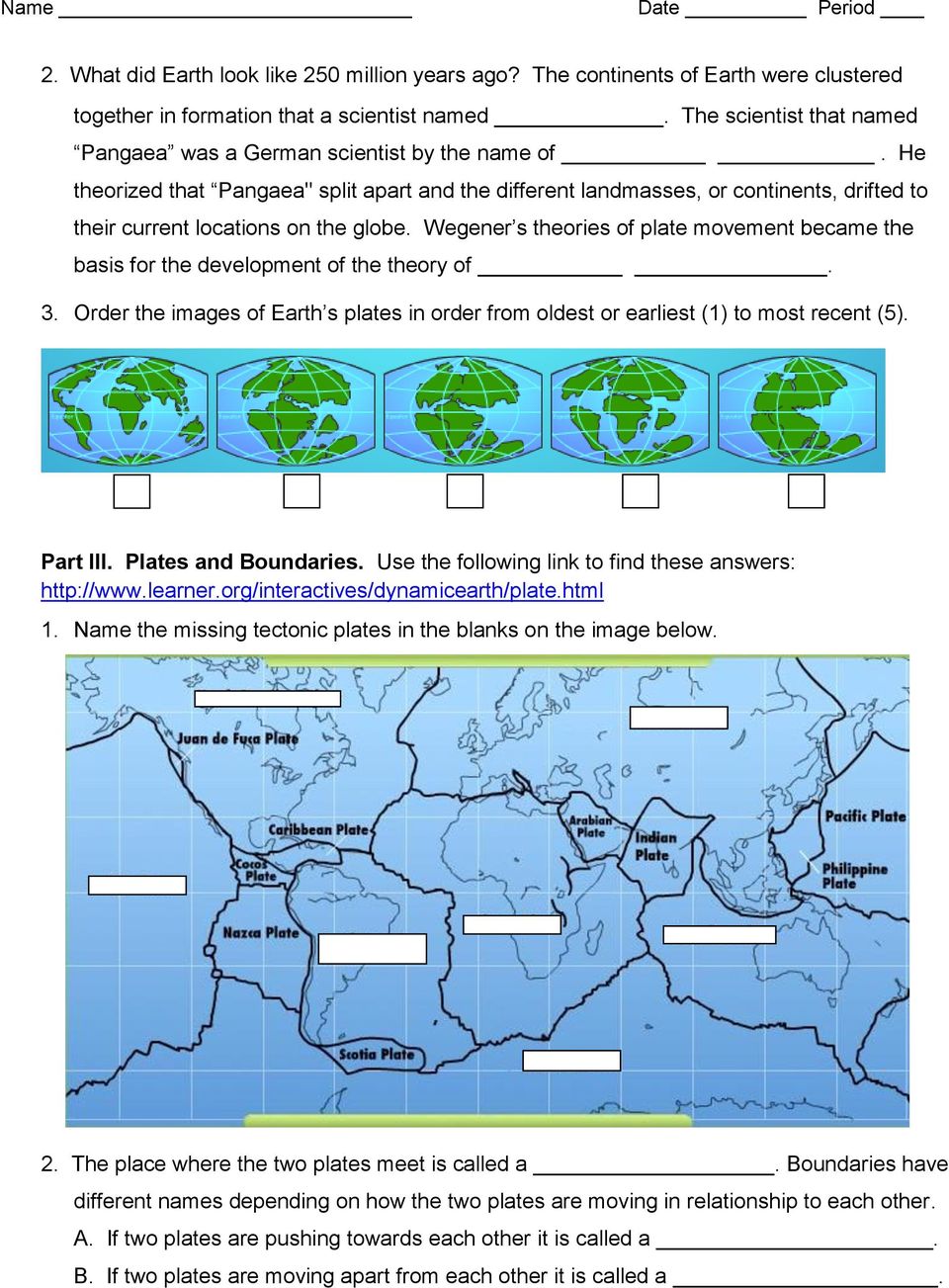 Plate Tectonics Web-Quest - PDF Free Download With Plate Tectonics Worksheet Answer Key