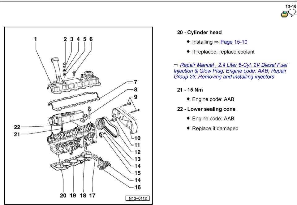 2V Diesel Fuel Injection & Glow Plug, Engine code: AAB, Repair Group 23;