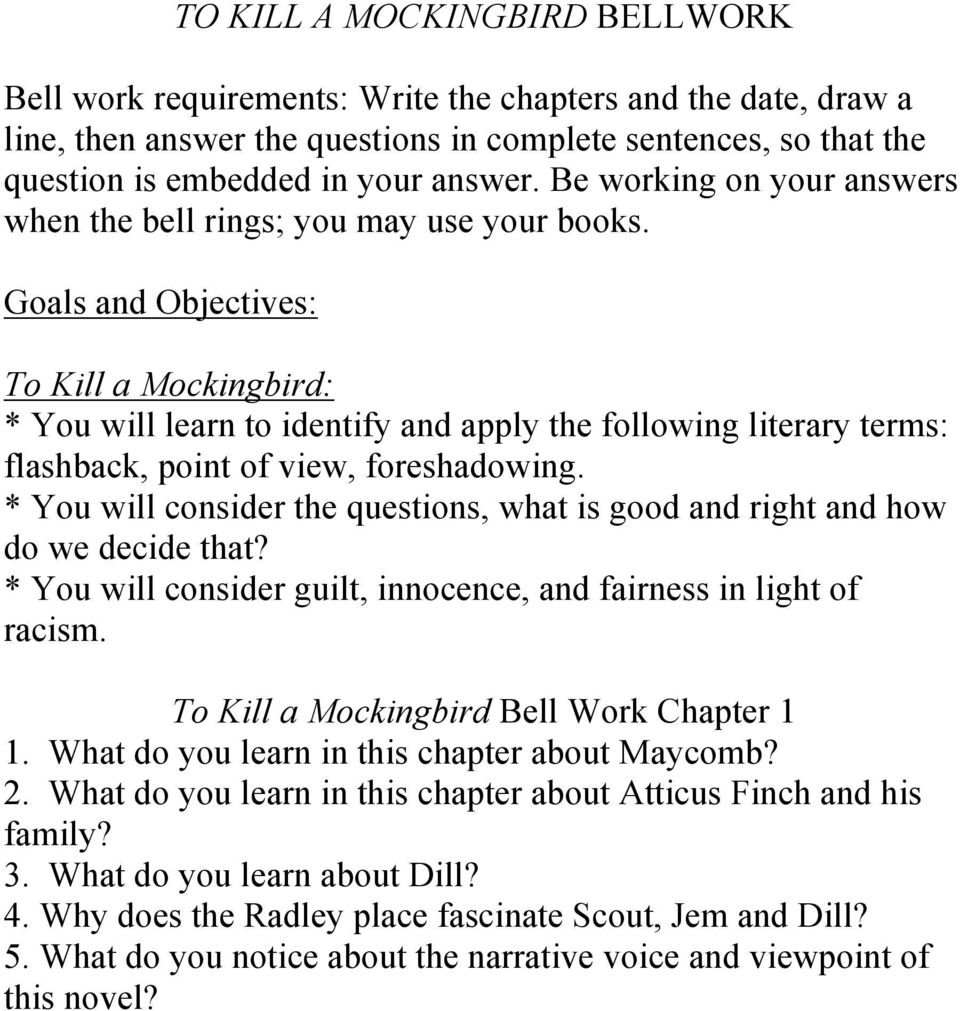 to kill a mockingbird lesson 1 handout 1b answers