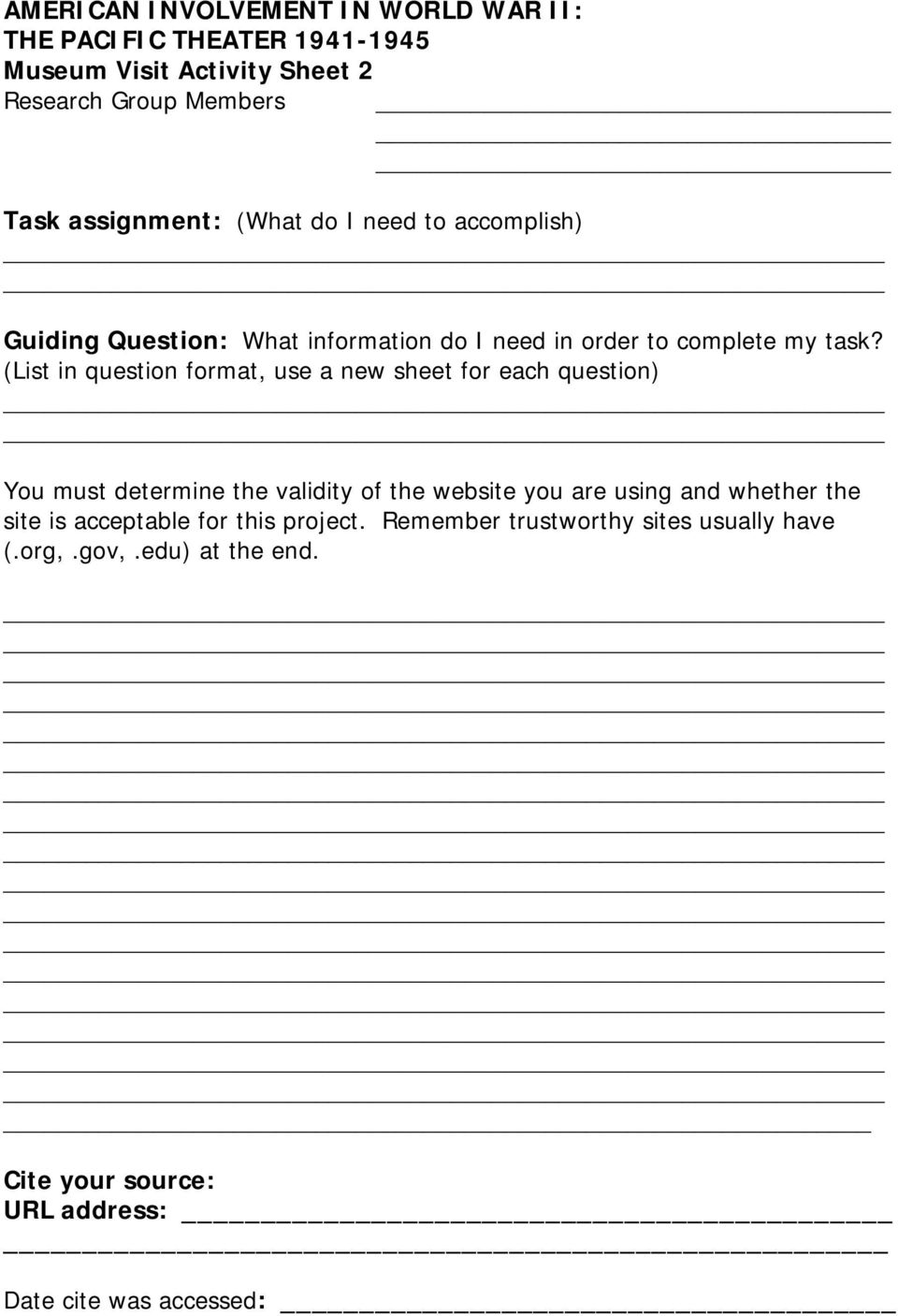 (List in question format, use a new sheet for each question) You must determine the validity of the website you are