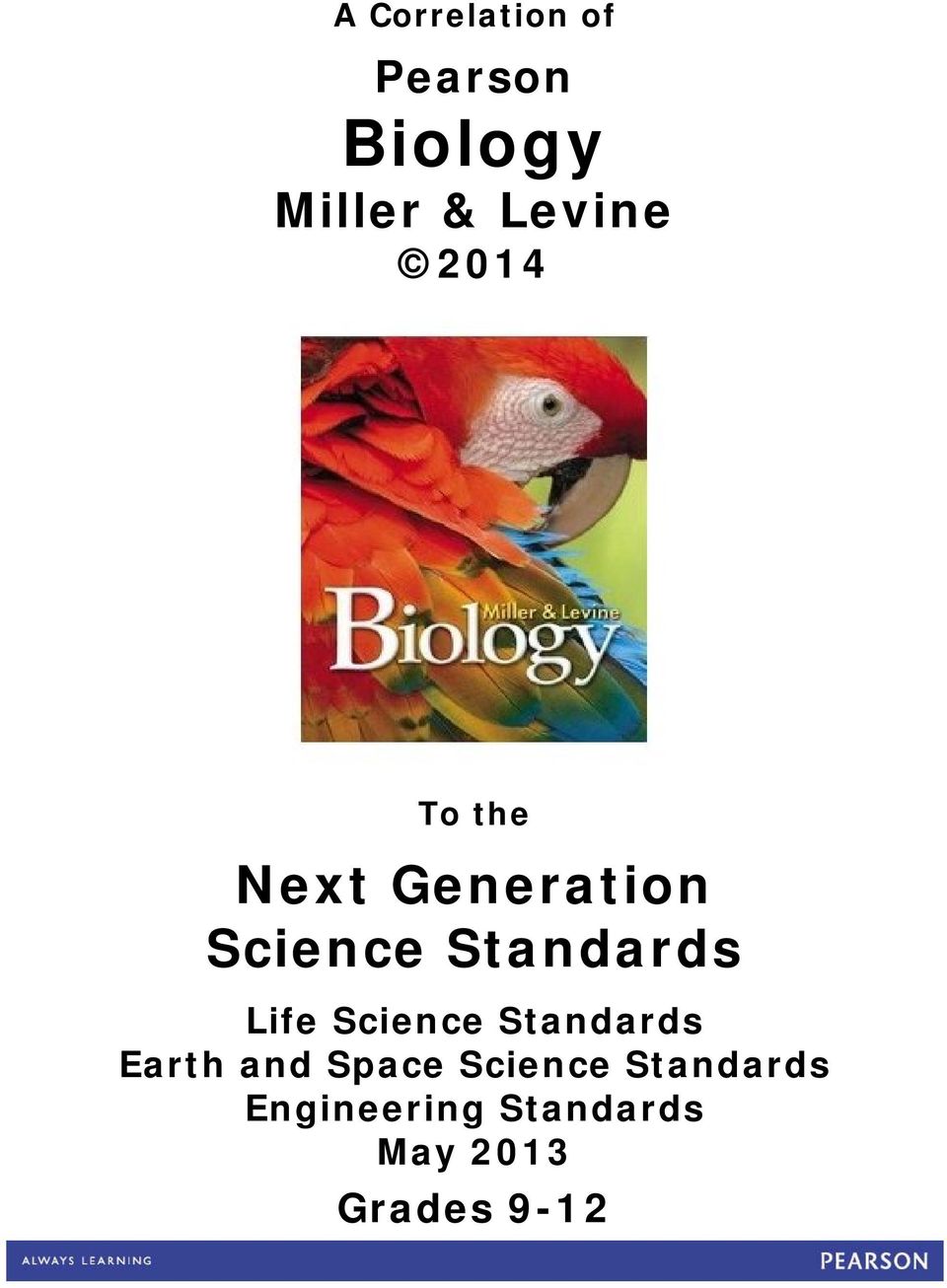 Life Science Standards Earth and Space