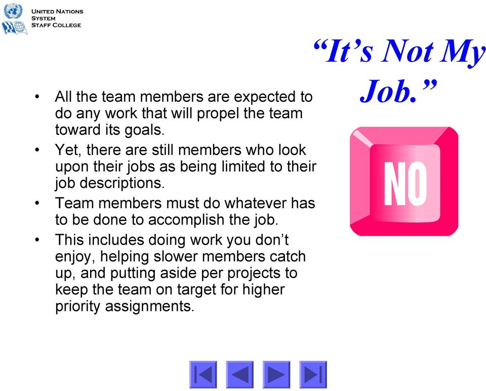 Team members must do whatever has to be done to accomplish the job.