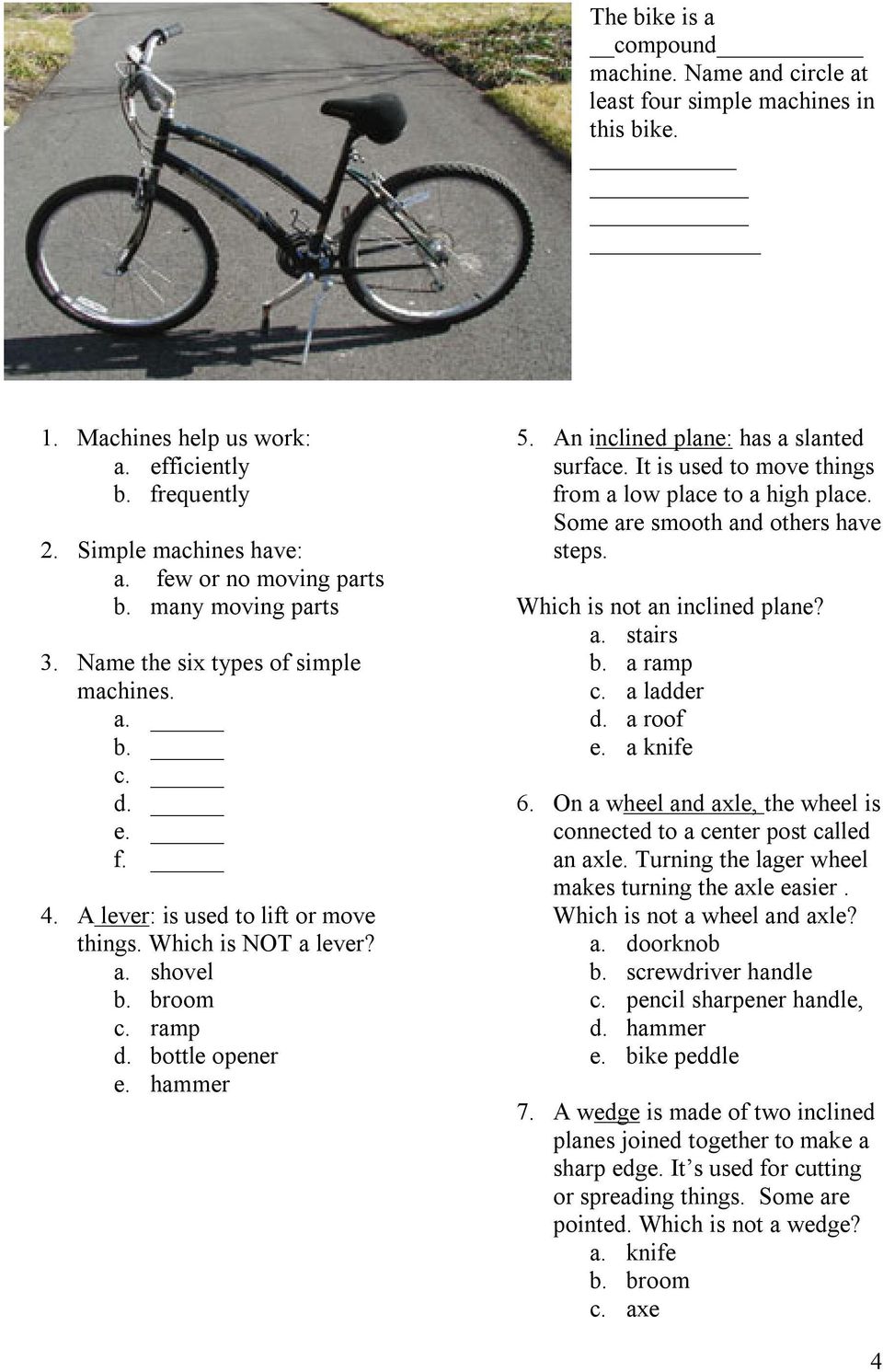 is bicycle a simple machine