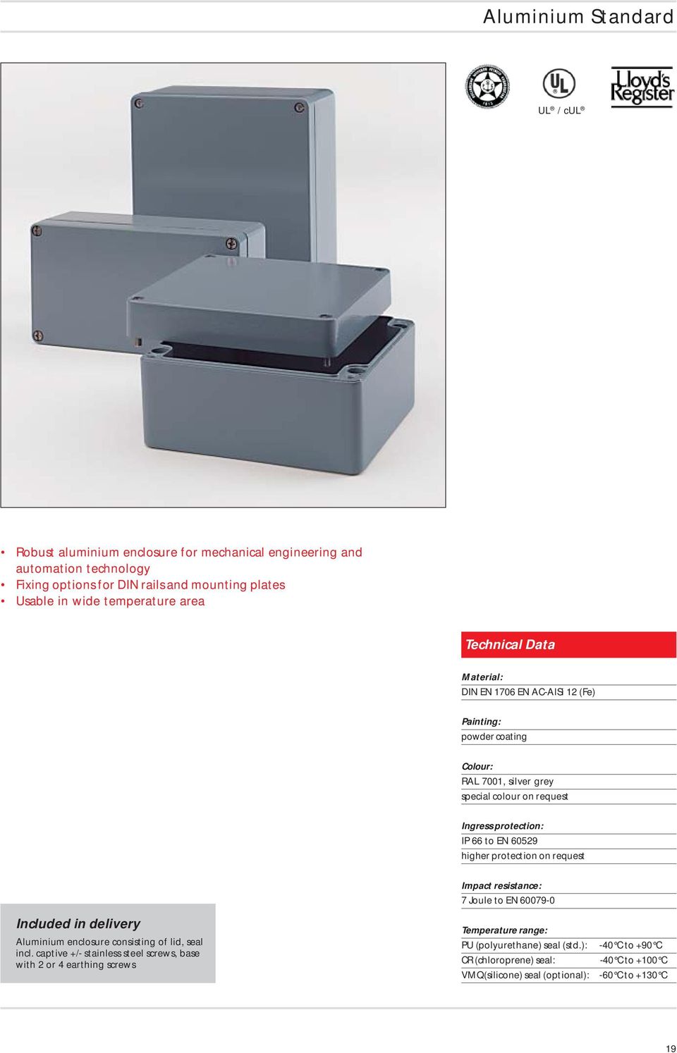 6059 higher protection Included in delivery luminium enclosure consisting of lid, seal incl.