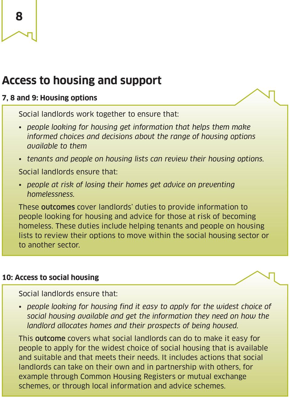 Social landlords ensure that: people at risk of losing their homes get advice on preventing homelessness.