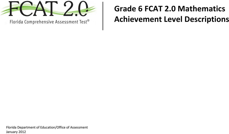 January 2012 Grade 6 FCAT 2.