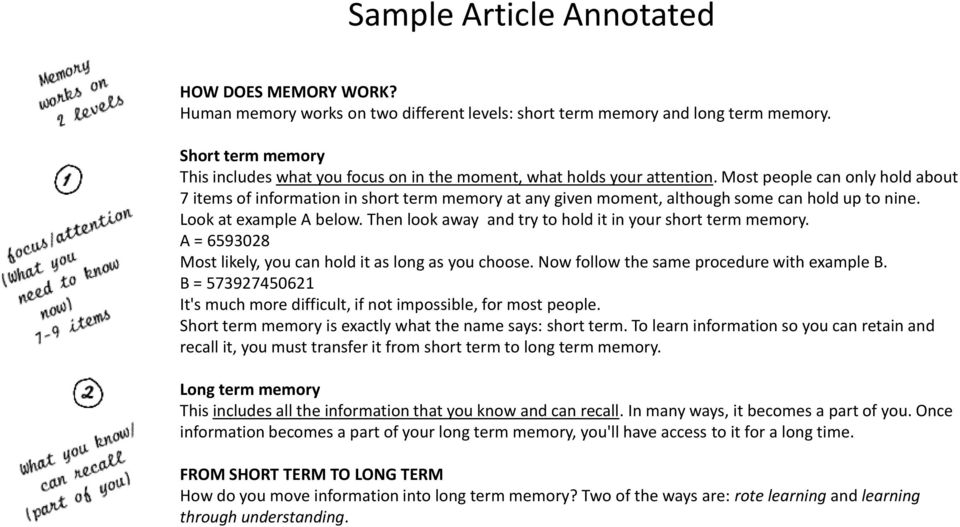 Most people can only hold about 7 items of information in short term memory at any given moment, although some can hold up to nine. Look at example A below.