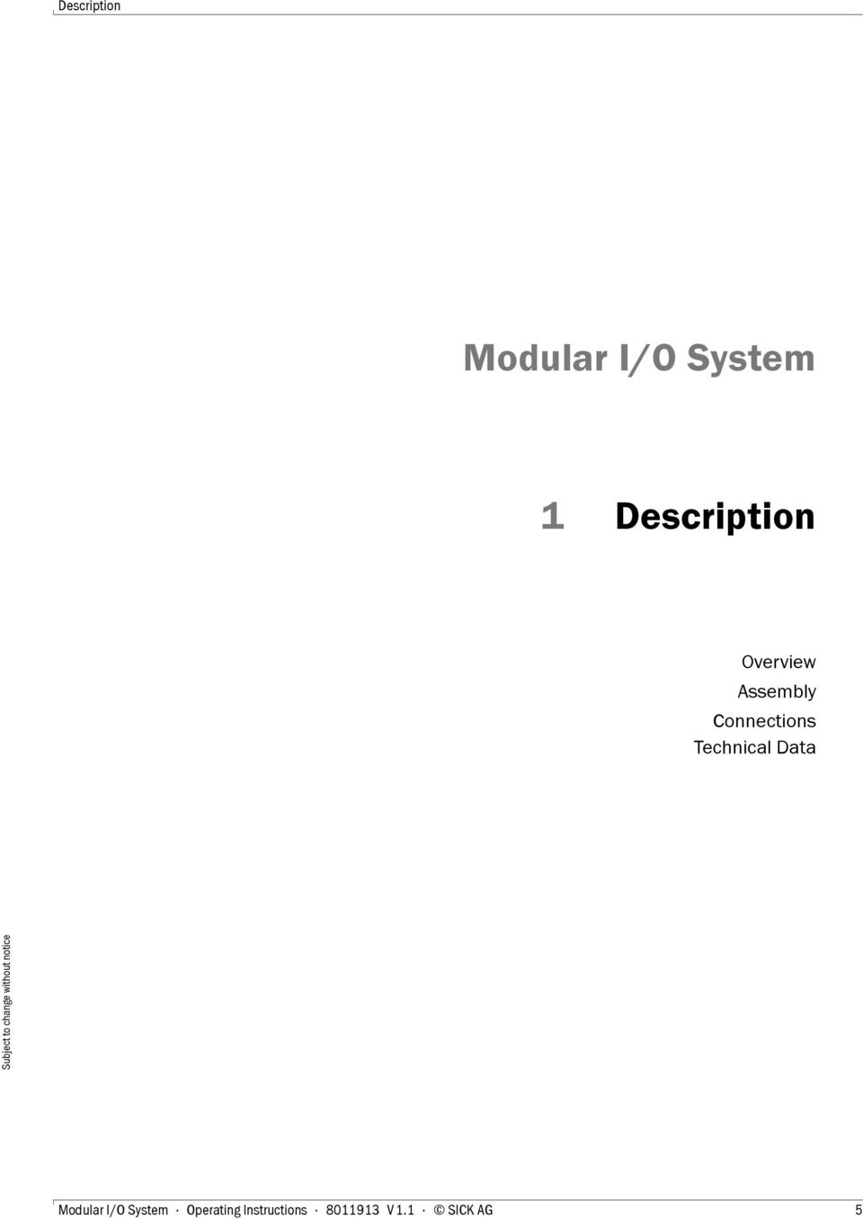 Connections Technical Data Modular I/O