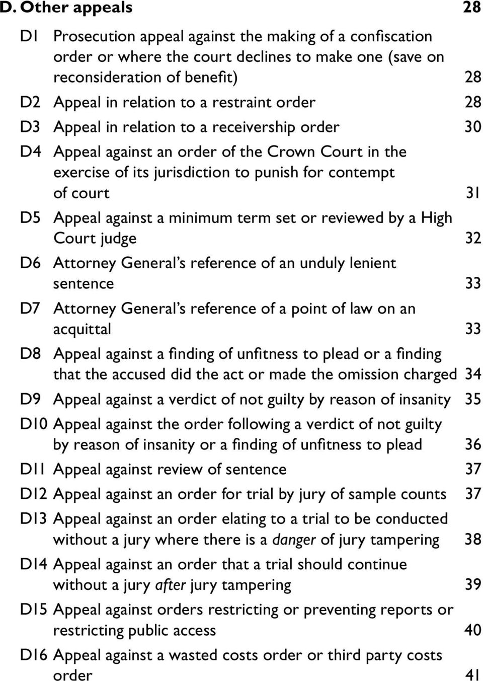 against a minimum term set or reviewed by a High Court judge 32 D6 Attorney General s reference of an unduly lenient sentence 33 D7 Attorney General s reference of a point of law on an acquittal 33