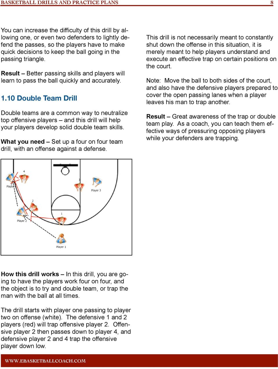 10 Double Team Drill Double teams are a common way to neutralize top offensive players and this drill will help your players develop solid double team skills.