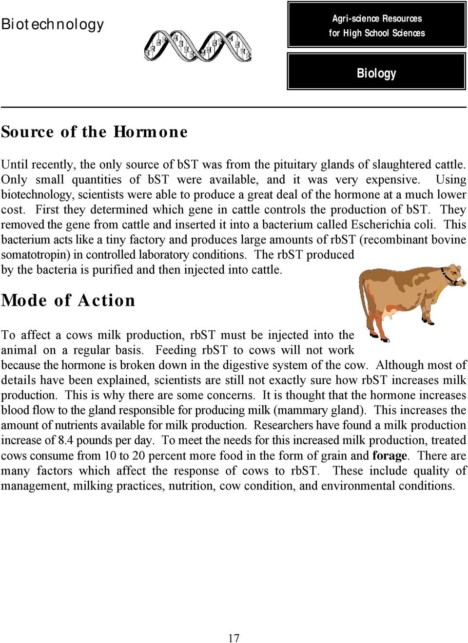 They removed the gene from cattle and inserted it into a bacterium called Escherichia coli.