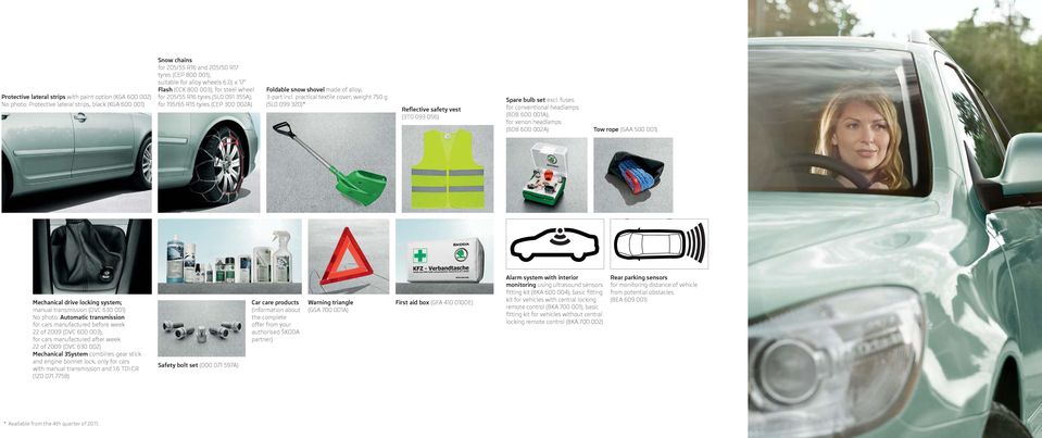 practical textile cover; weight 750 g (5L0 099 320)* Reflective safety vest (3T0 093 056) Spare bulb set excl.
