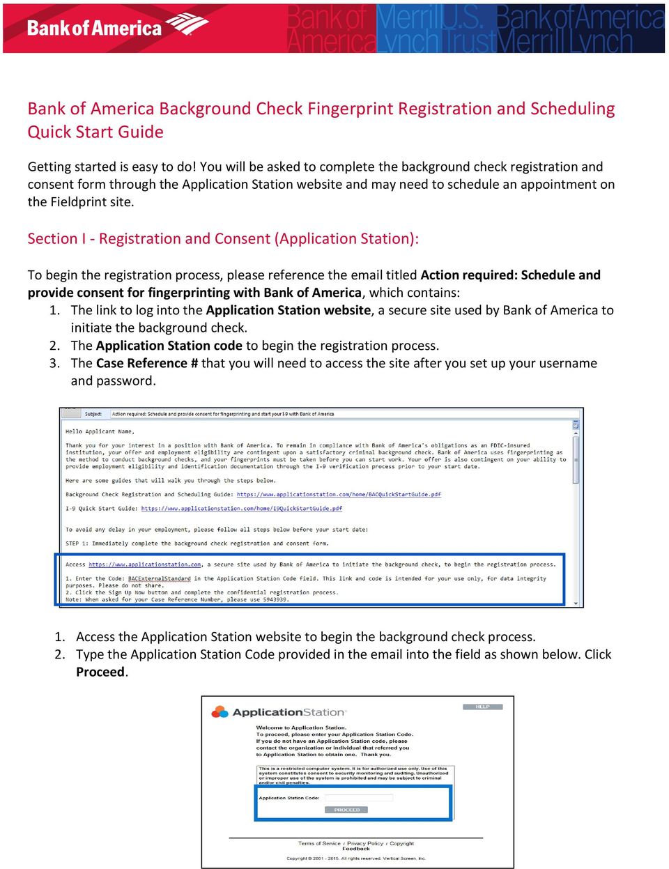 Bank of America Background Check Fingerprint Registration and Scheduling  Quick Start Guide - PDF Free Download