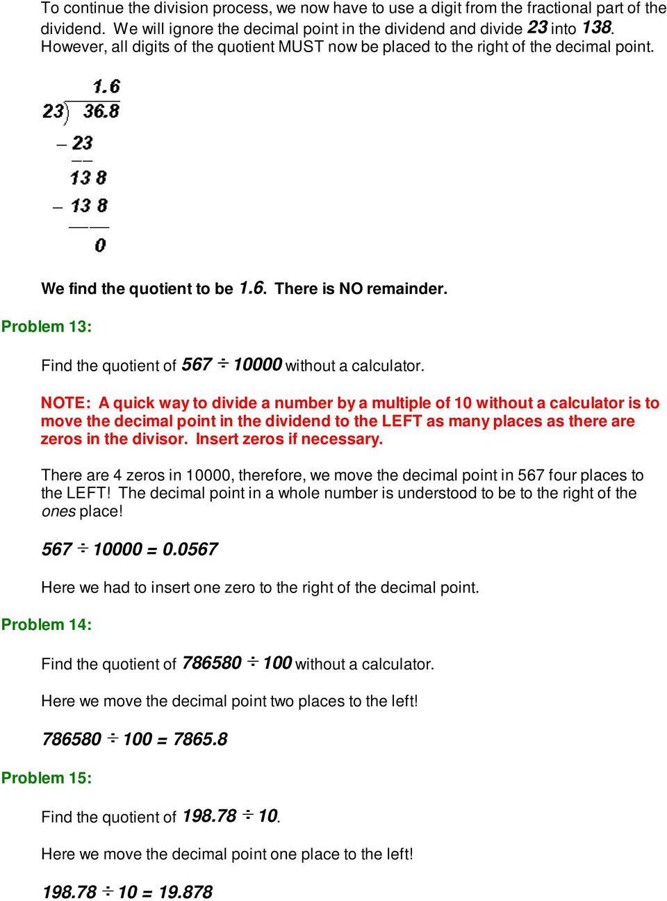 Problem 13: Find the quotient of 567 10000 without a calculator.