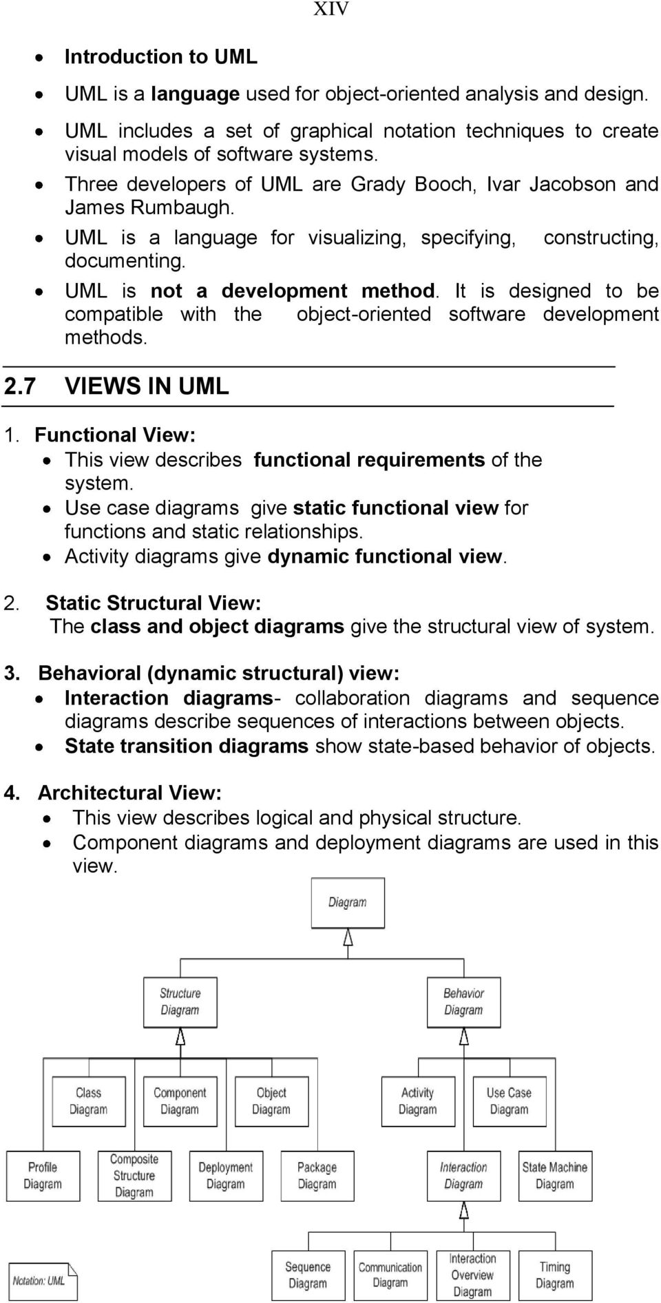 It is designed to be compatible with the object-oriented software development methods. 2.7 VIEWS IN UML 1. Functional View: This view describes functional requirements of the system.