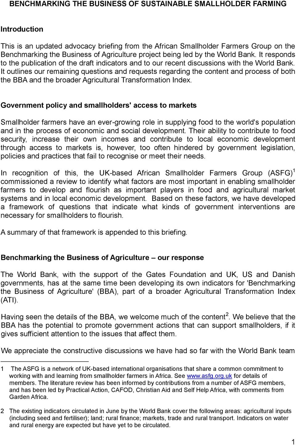 It outlines our remaining questions and requests regarding the content and process of both the BBA and the broader Agricultural Transformation Index.
