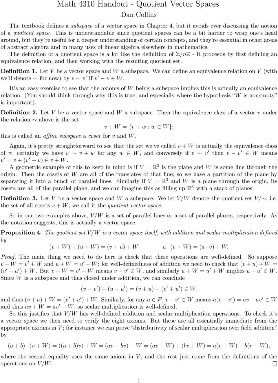 abstract algebra and in many uses of linear algebra elsewhere in mathematics.