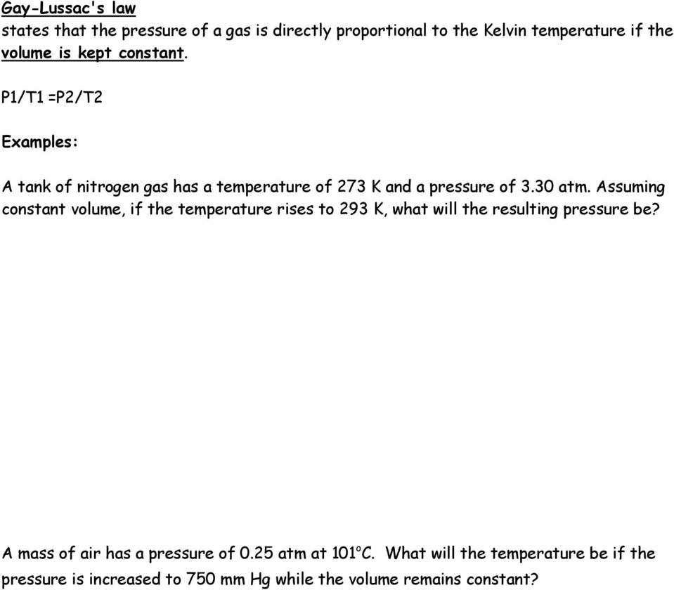 Assuming constant volume, if the temperature rises to 293 K, what will the resulting pressure be?