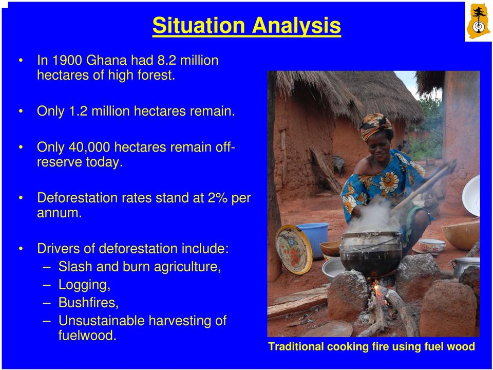 Situation Analysis Deforestation rates stand at 2% per annum.