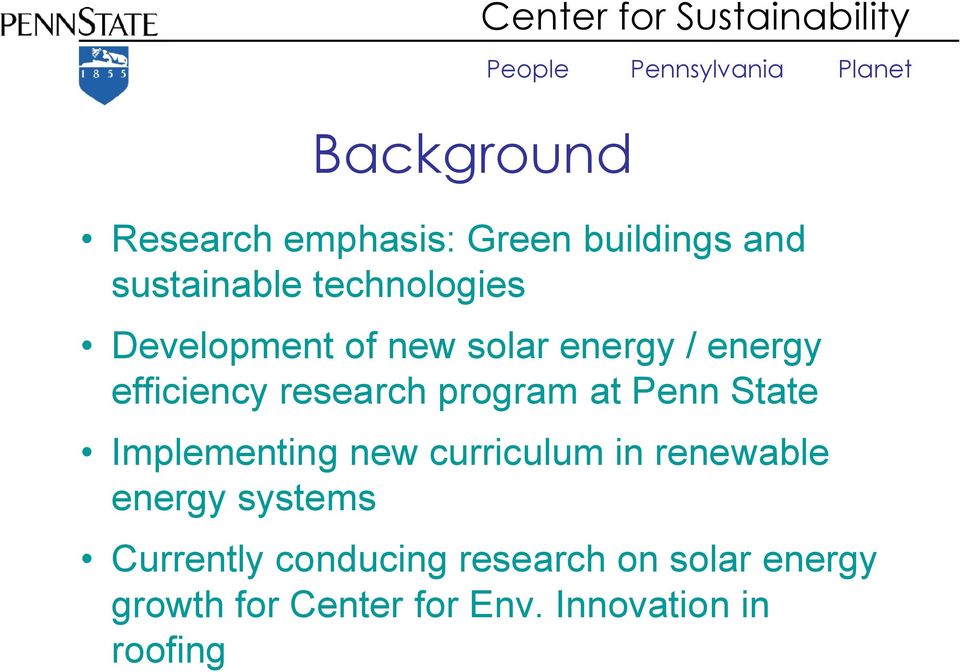State Implementing new curriculum in renewable energy systems Currently
