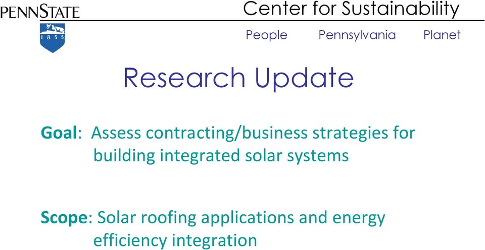 building integrated solar systems Scope: