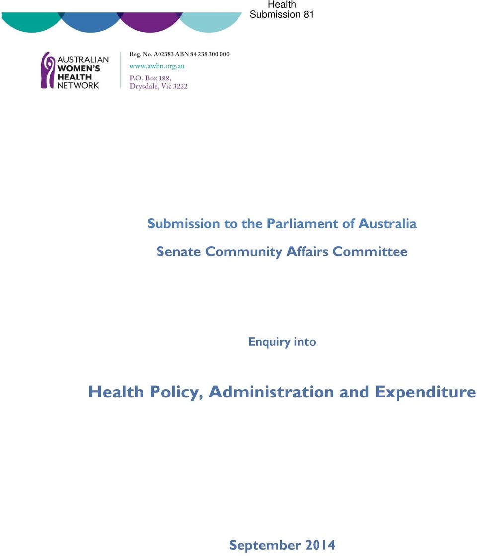 Committee Enquiry into Health Policy,