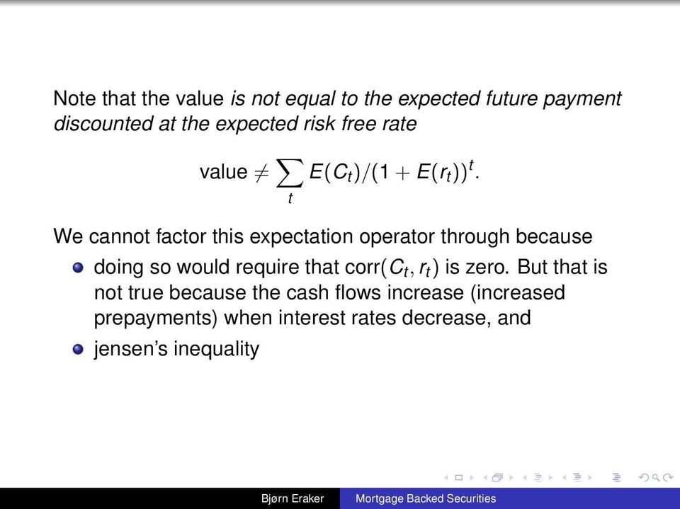 We cannot factor this expectation operator through because doing so would require that corr(c