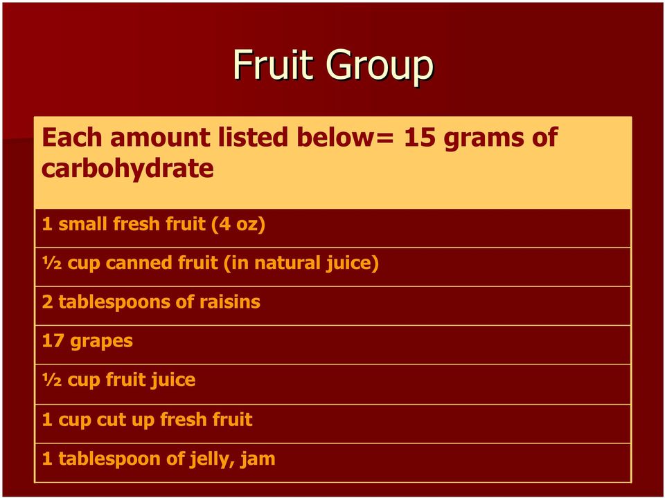 fruit (in natural juice) 2 tablespoons of raisins 17
