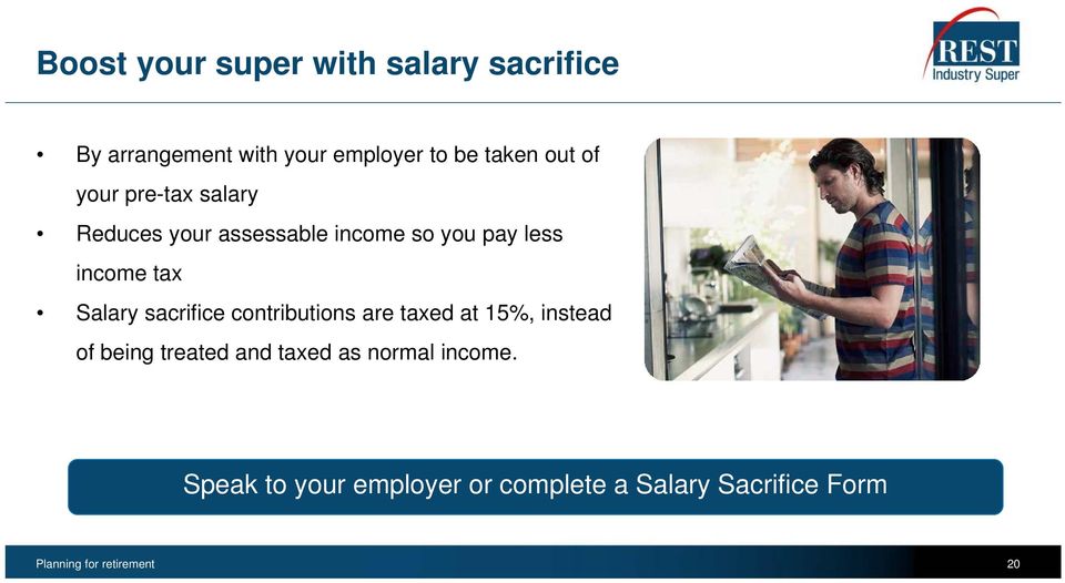 sacrifice contributions are taxed at 15%, instead of being treated and taxed as normal