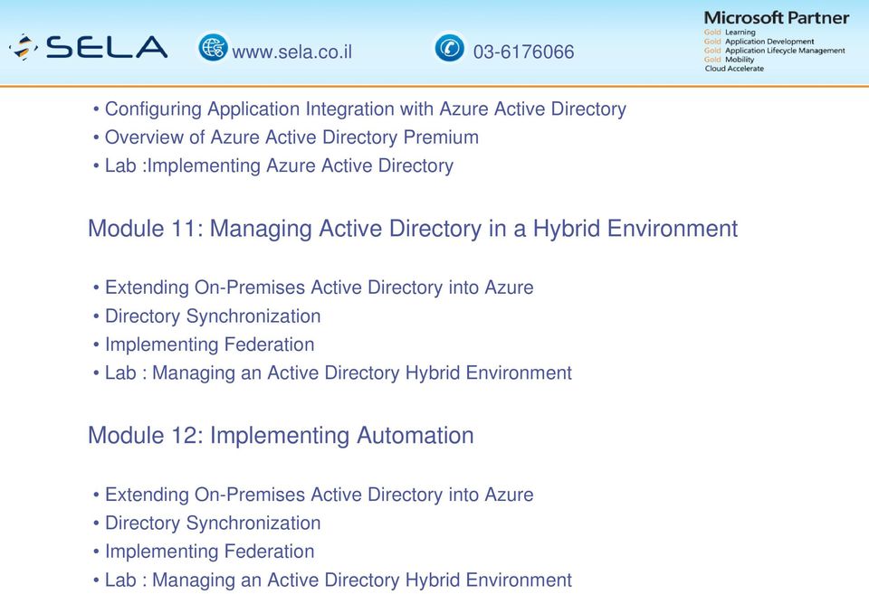 Synchronization Implementing Federation Lab : Managing an Active Directory Hybrid Environment Module 12: Implementing Automation