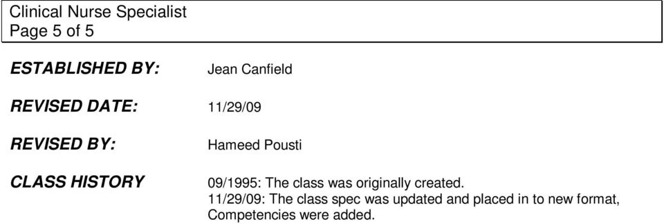 The class was originally created.