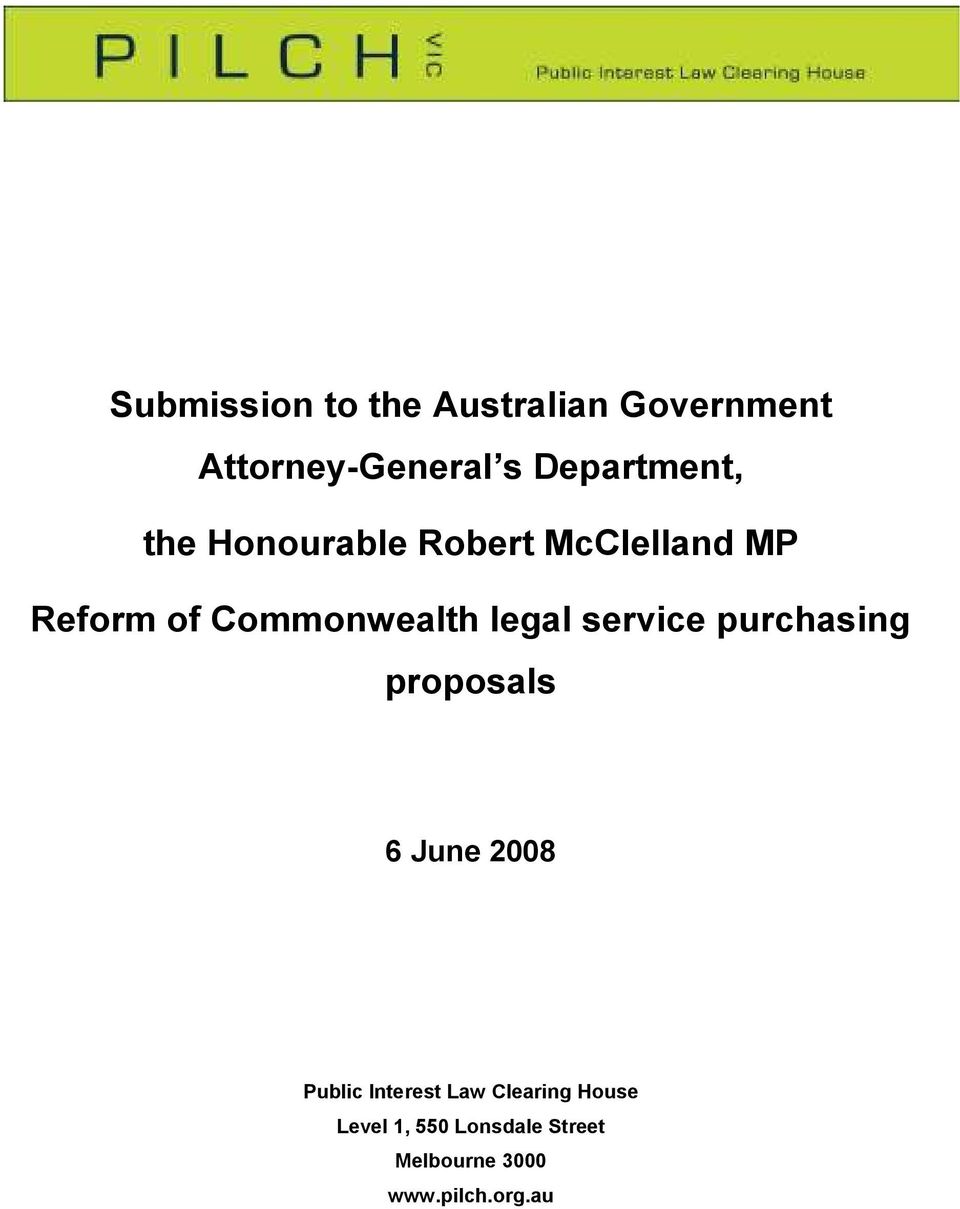 Commonwealth legal service purchasing proposals 6 June 2008 Public